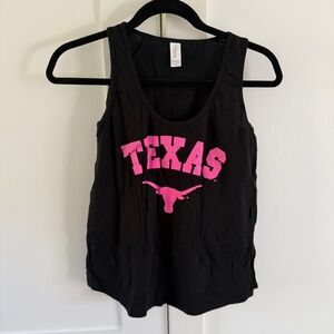 Women's Black Texas Tank Top with Pink Lettering
